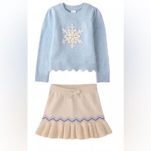 Gymboree ‘First Frost’ sweater, fairisle peplum skirt, 2-piece hair set